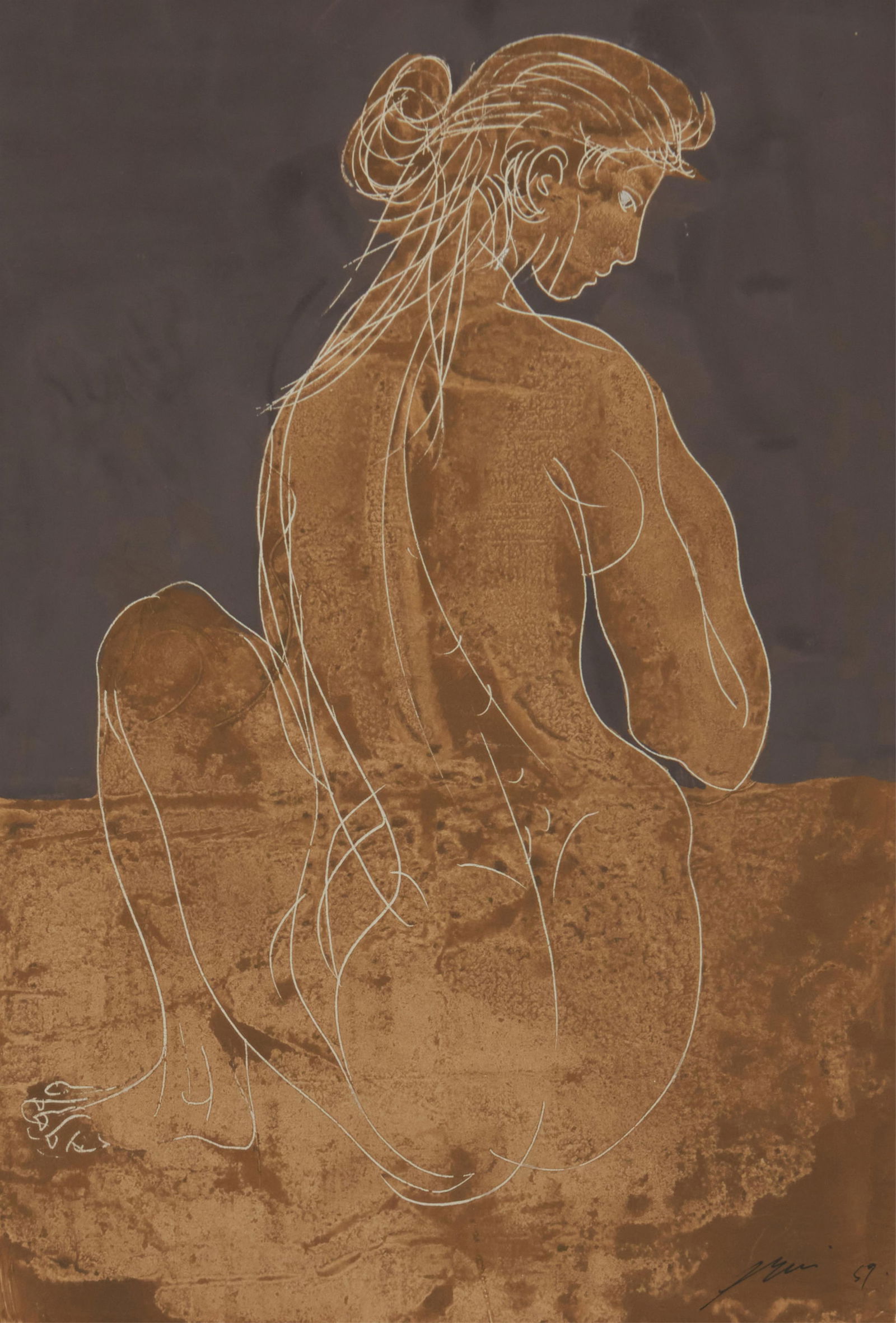 Hans Erni (1909-2015), "Nude," 1959: Hans Erni(1909-2015)"Nude," 1959Tempera on paperSigned and dated lower right: Erni 59; titled on a gallery label affixed to the frame's backing paperImage/Sheet: 22" H x 15" W Prov