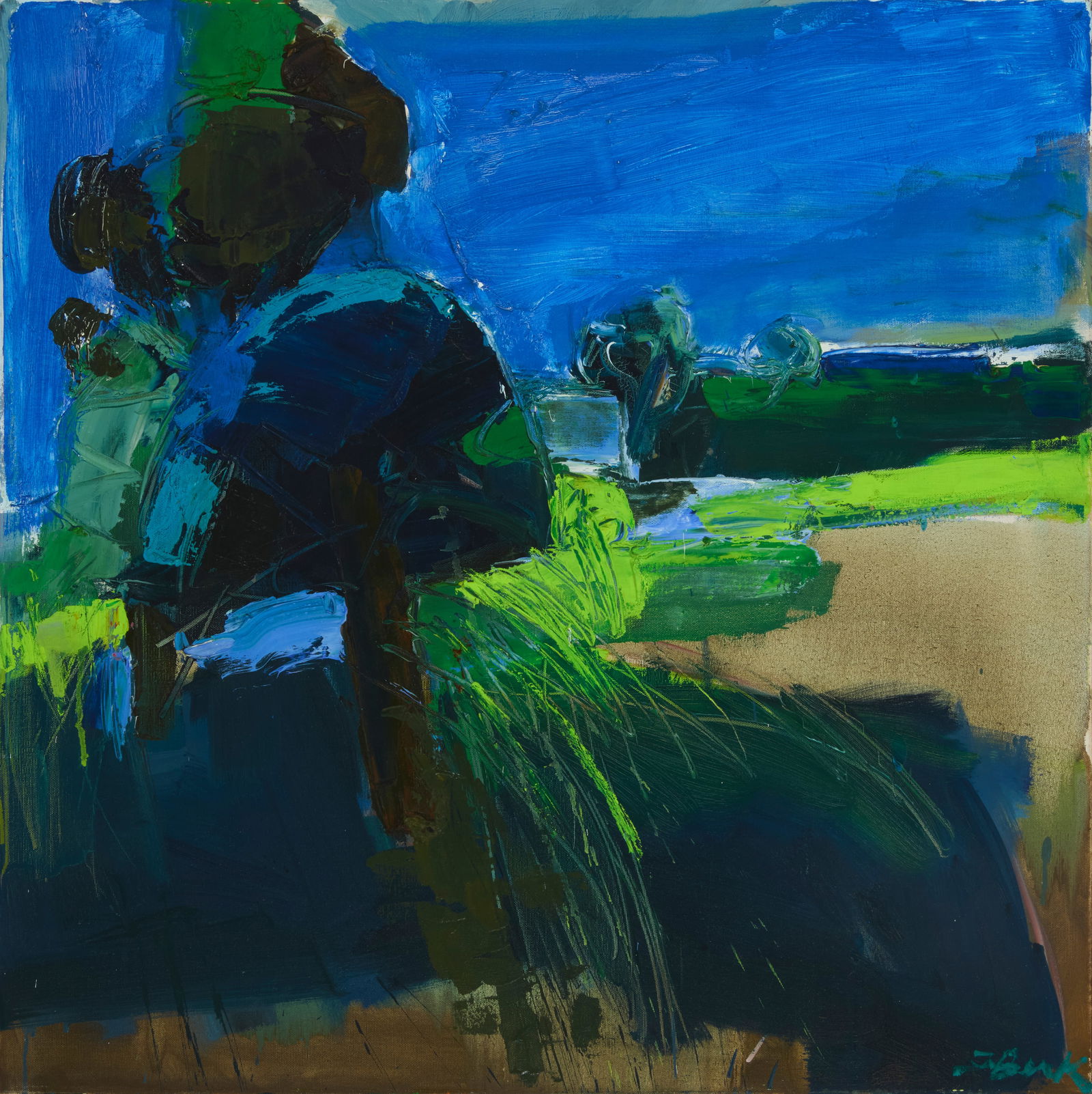 Henrietta Berk (1919-1990), "Landscape with Blue Tree," 1962: Henrietta Berk(1919-1990)"Landscape with Blue Tree," 1962Oil on canvasSigned lower right: H. Berk; titled on a label maker typed plastic strip affixed to the lower stretcher; with an alterna