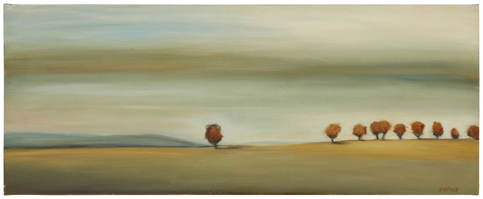 Bradford J. Salamon (b. 1963), "Follow the Leader," 2004: Bradford J. Salamon(b. 1963)"Follow the Leader," 2004Oil on canvasSigned lower right: Bradford; signed again, titled, and dated verso: 200424" H x 60" W