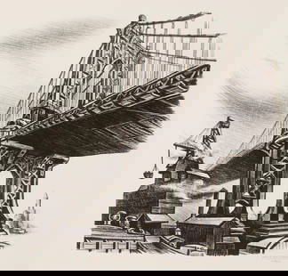 Jes?s Escobedo (1918-1978, Mexican), Untitled, from the "New York Series," 1946: Jes?s Escobedo (1918-1978, Mexican) Untitled, from the "New York Series," 1946 Lithograph on wove paper Signed, and dated in pencil in the lower margin, at right: Jesus Escobedo / 1946