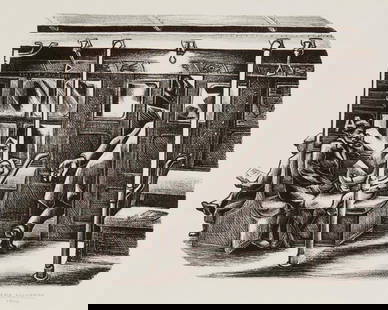 Jes?s Escobedo (1918-1978, Mexican), Untitled, from the "New York Series," 1946: Jes?s Escobedo (1918-1978, Mexican) Untitled, from the "New York Series," 1946 Lithograph on wove paper Signed, dated, and inscribed in pencil in the lower margin, at right: Jesus Escobedo