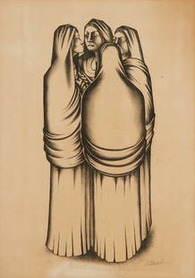 Francisco Dosamantes (1911-1986, Mexican), "Cuatro Mujeres" / Four Women: Francisco Dosamantes (1911-1986, Mexican) "Cuatro Mujeres" / Four Women Lithograph on cream paper Edition: 16/30 Signed, numbered and indistinctly inscribed in pencil in the lower margin: