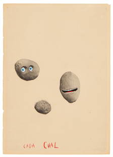 Javier Calleja (b. 1971, Spanish), "Cada Cual," 2011: Javier Calleja (b. 1971, Spanish) "Cada Cual," 2011 Mixed media on paper Signed and dated in pencil on the verso of the left and right sheet corners, respectively: Javier Calleja; titled at