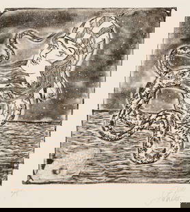 Jeronimo ("Dr. Lakra") Lopez Ramrez (b. 1972 Mexican) ""Mujer Culebra""": Jeronimo ("Dr. Lakra") Lopez Ramrez (b. 1972 Mexican) "Mujer Culebra" Etching on wove paper Edition: P/T Signed and inscribed "P/T" in pencil in the lower margin: Dr.