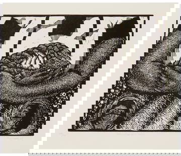 Fernando Olivera (b. 1962, Mexican), "Mensajes del Alma," 2005: Fernando Olivera (b. 1962, Mexican) "Mensajes del Alma," 2005 Woodcut on wove paper Edition: 29/30 Signed, titled, and numbered in pencil in the lower margin: F. Olivera Image: 9.625"