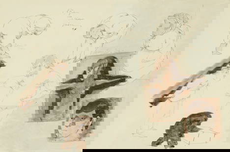 Jose Luis Cuevas (1934-2017, Mexican), Character studies, 1965: Jose Luis Cuevas (1934-2017, Mexican) Character studies, 1965 Mixed media on paper, double-sided Signed lower right: Jose Luis Cuevas; signed again and dated upper left; signed again and with