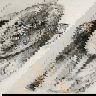 Jose Luis Cuevas, (1934-2017, Mexican/American), "Marquis de Sade, NiÒo," 1964, Oil on canvas,: Jose Luis Cuevas (1934-2017, Mexican) "Marquis de Sade, NiÒo," 1964 Oil on canvas Signed, dated, and numbered upper right: Cuevas / 1-I-64 / #25; signed again and titled in pencil on the