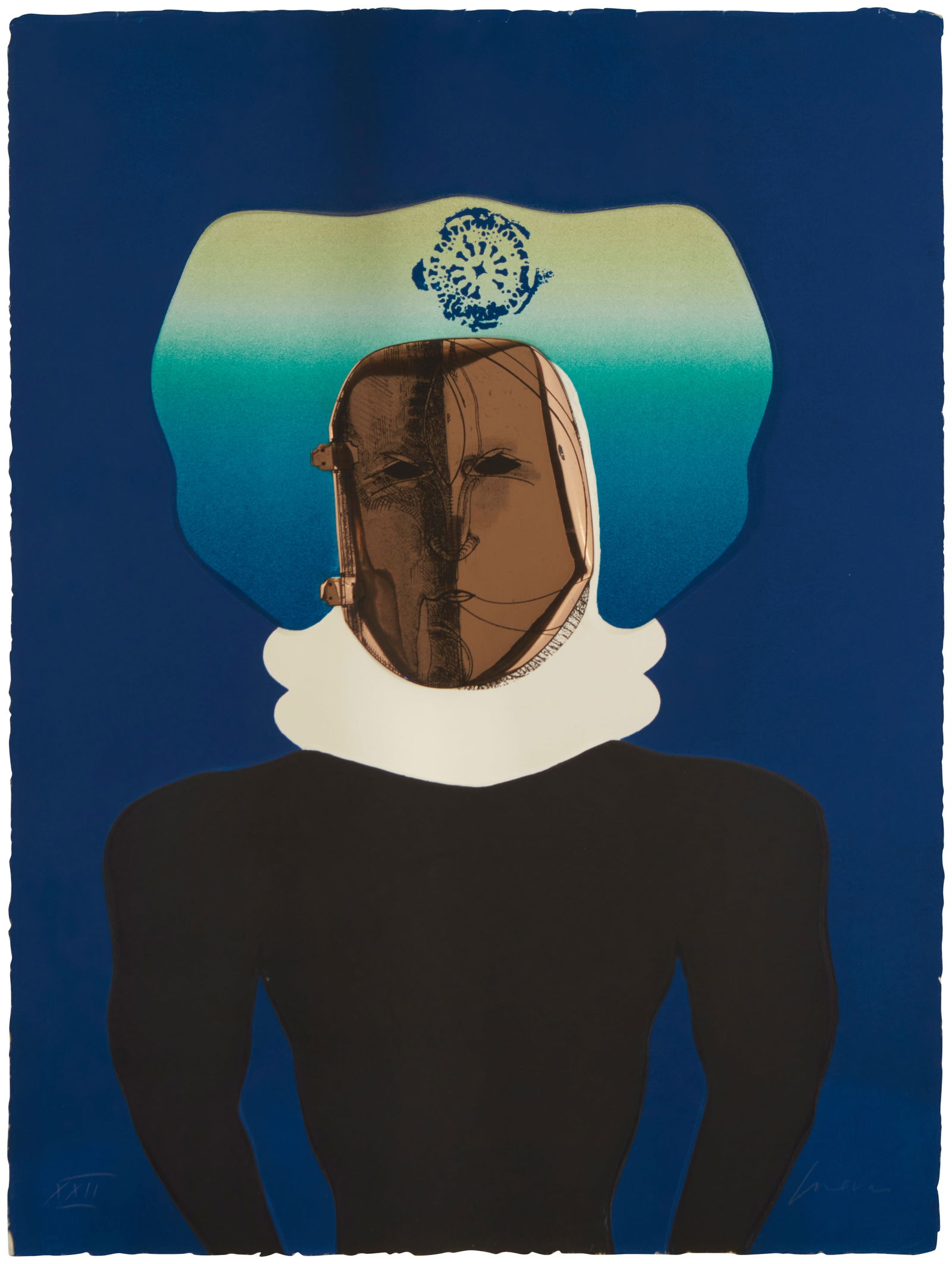 Jose Luis Cuevas (1934-2017, Mexican), "La Mascara" from "Homage to Quevedo" portfolio, 1969 (1 of 5)