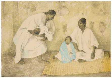 Francisco Z?Òiga (1912-1998, Mexican), "Familia Indigena I," 1976: Francisco Z?Òiga (1912-1998, Mexican) "Familia Indigena I," 1976 Lithograph in colors on paper Edition: 112/125 (there were also 20 artist's proofs) Signed, dated, and numbered in pencil