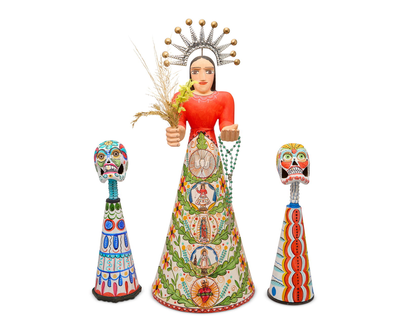 Marie Romero Cash (b. 1942, American), Three polychrome figures, early 21st century (1 of 4)