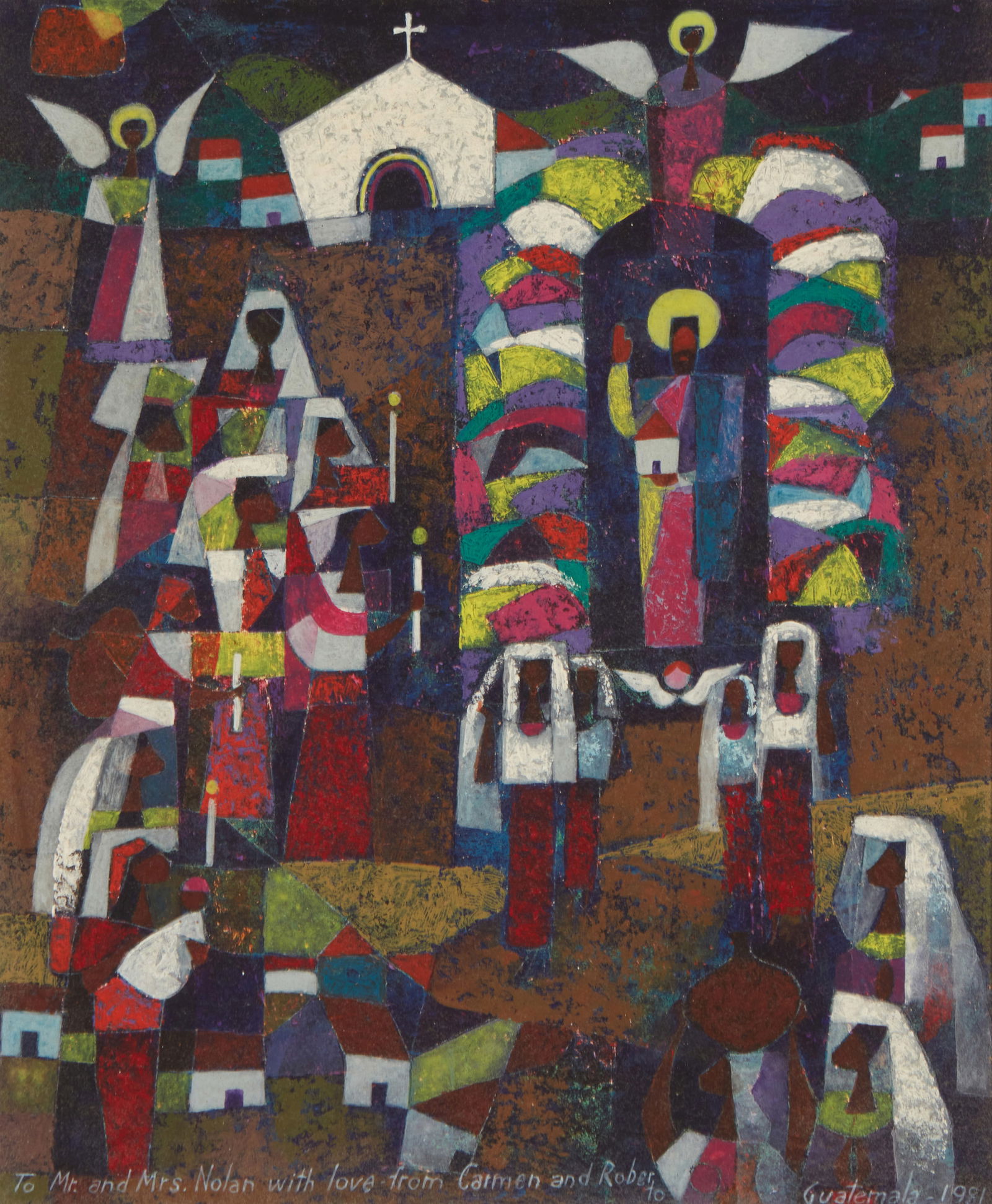 Roberto Gonzalez Goyri (1924-2007, Guatemalan), Jesus, angels, and worshippers, 1981 (1 of 6)