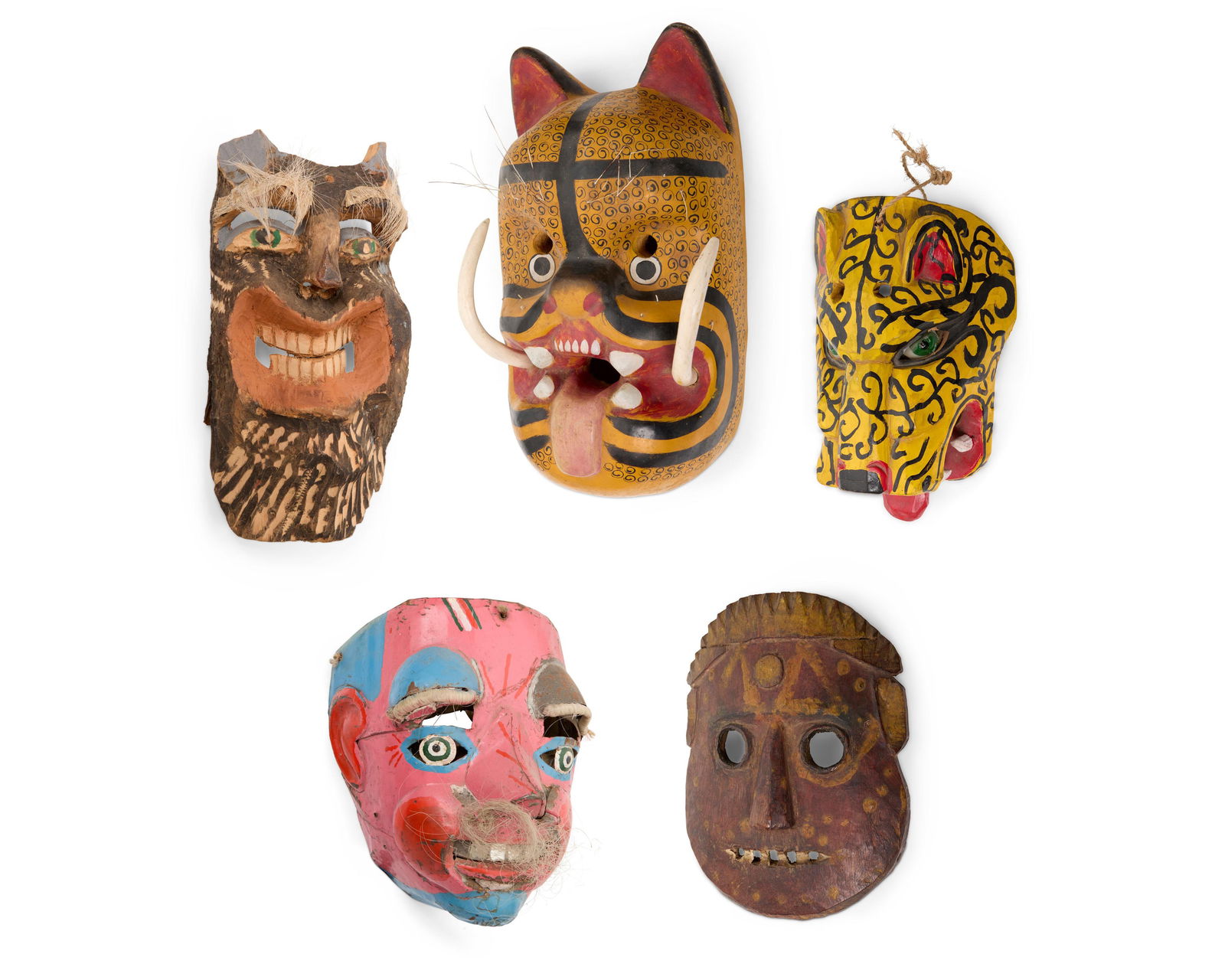 A group of Mexican polychrome masks (1 of 16)