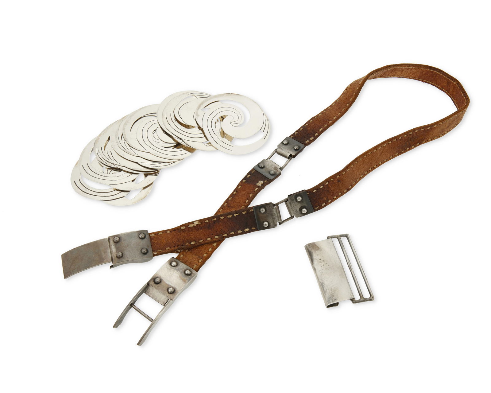 A group of Hector Aguilar Mexican silver belt accessories (1 of 2)
