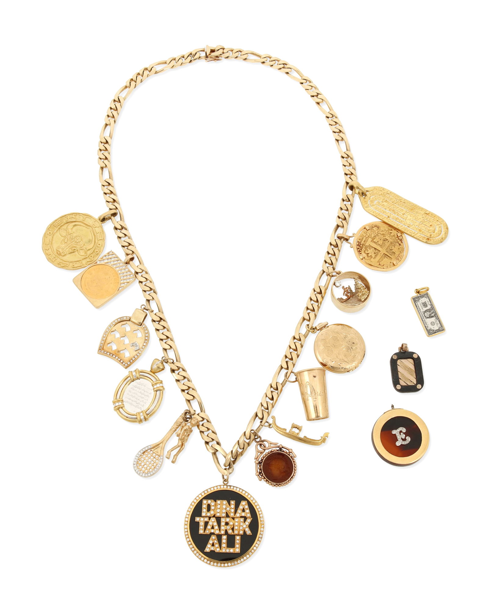 A Gold, Gem-Set and Diamond Charm Necklace (1 of 3)