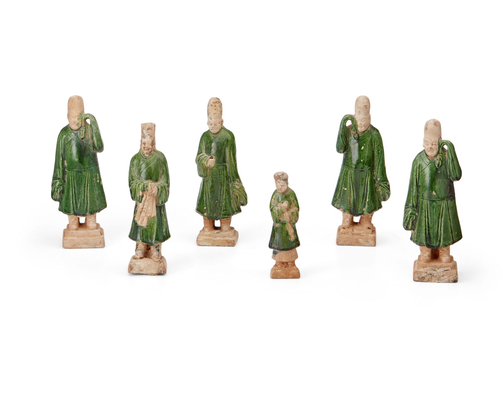 A group of Chinese green glazed pottery figures (1 of 2)