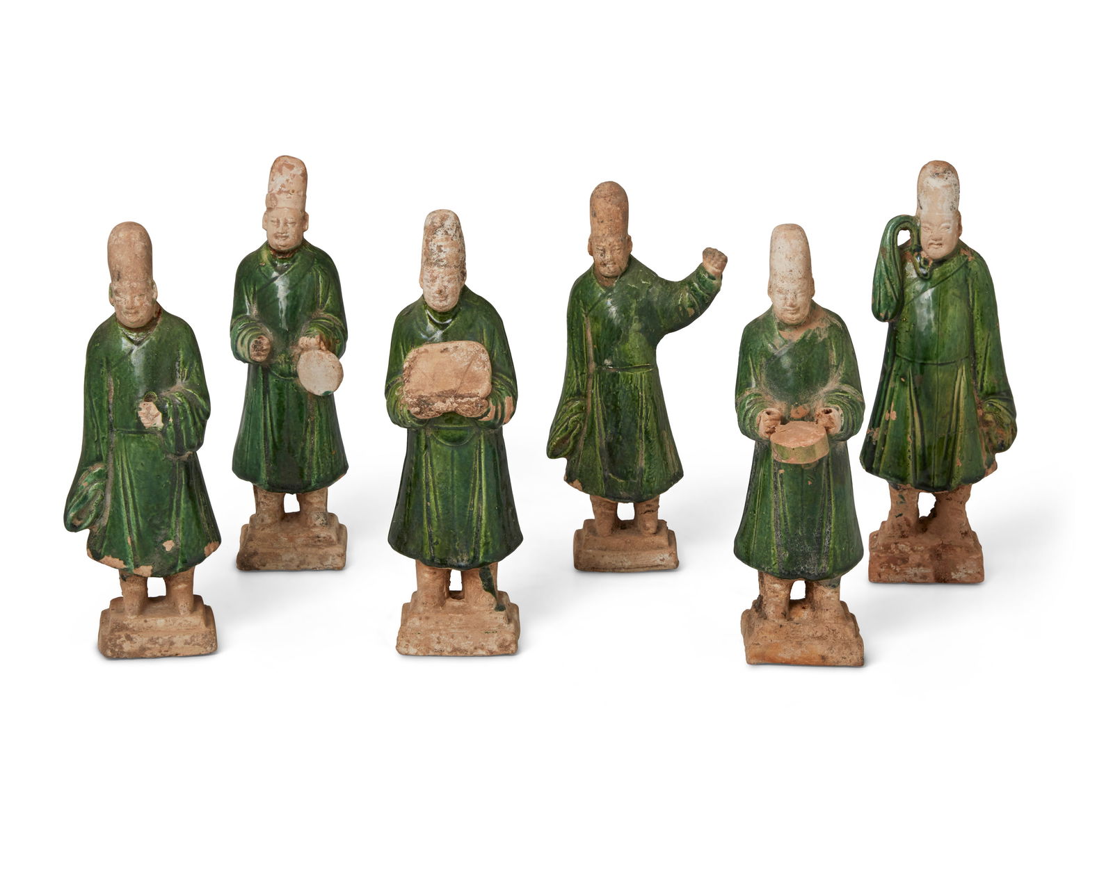 A group of Chinese green glazed pottery figures (1 of 7)