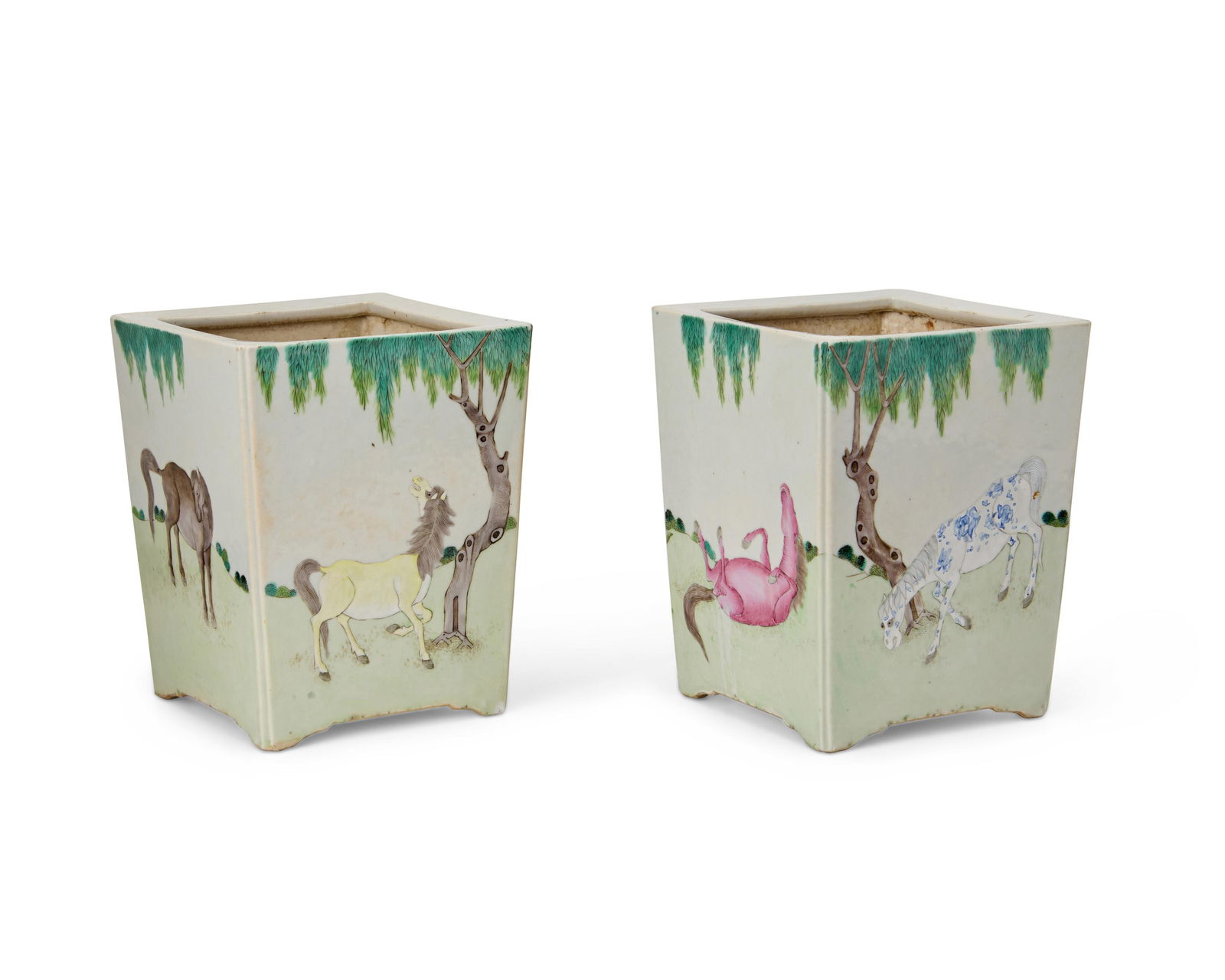 Two Chinese polychrome porcelain jardinieres (1 of 3)
