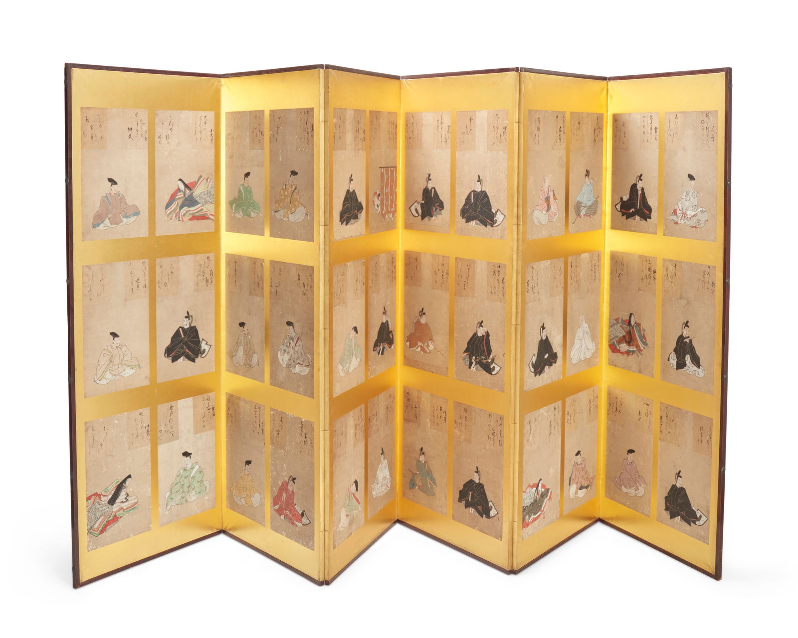 A Japanese six-panel decoupage byobu screen (1 of 5)