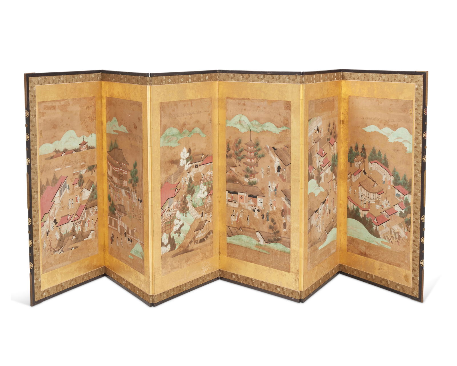 A Japanese six-panel byobu screen, 20th century (1 of 10)