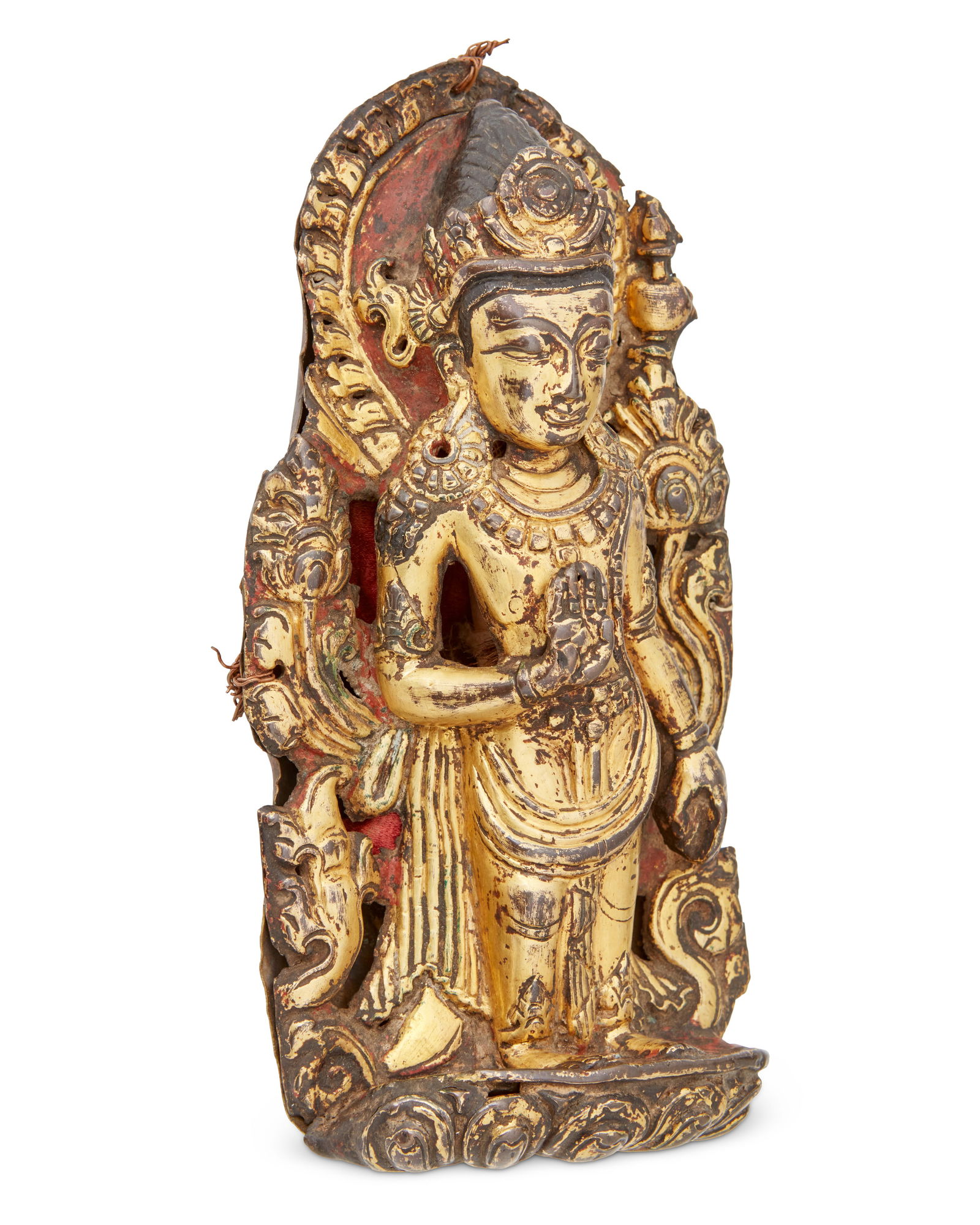 A Nepalese-style gilt copper repousse figure of Avalokiteshvara (1 of 3)