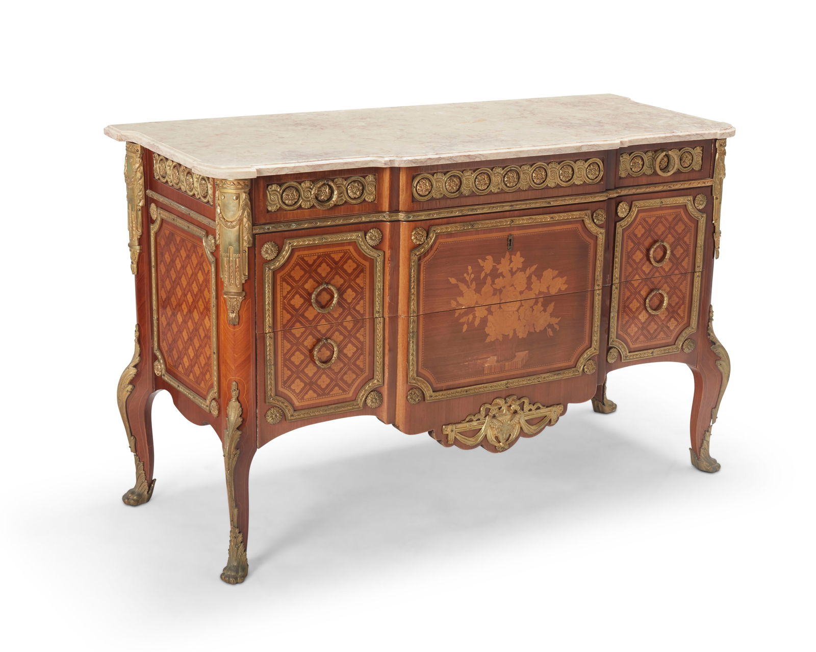 A Louis XV/XVI transitional-style marquetry commode (1 of 15)