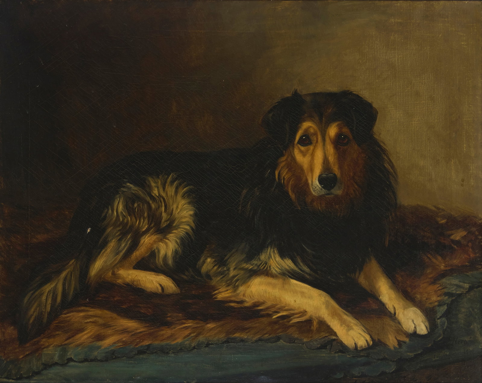 Lucy Waller (1856-1908), "Nero," 1890: Lucy Waller (1856-1908) "Nero," 1890 Oil on canvas Signed, titled, and dated lower right: Lucy Waller 1890 28" H x 36" W Provenance: Sold: Bonhams, San Francisco, CA, "Dogs in
