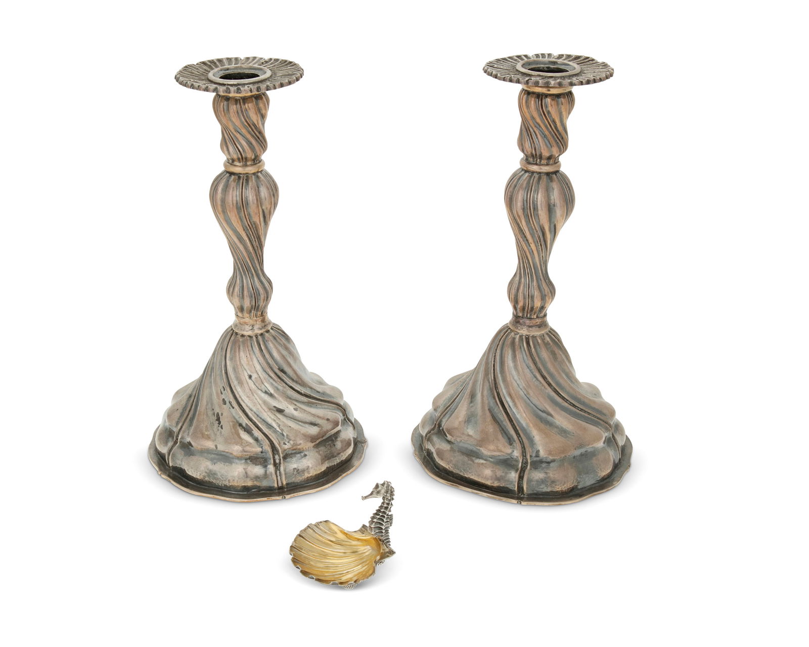 A pair of Buccellati candlesticks and seahorse salt (1 of 4)