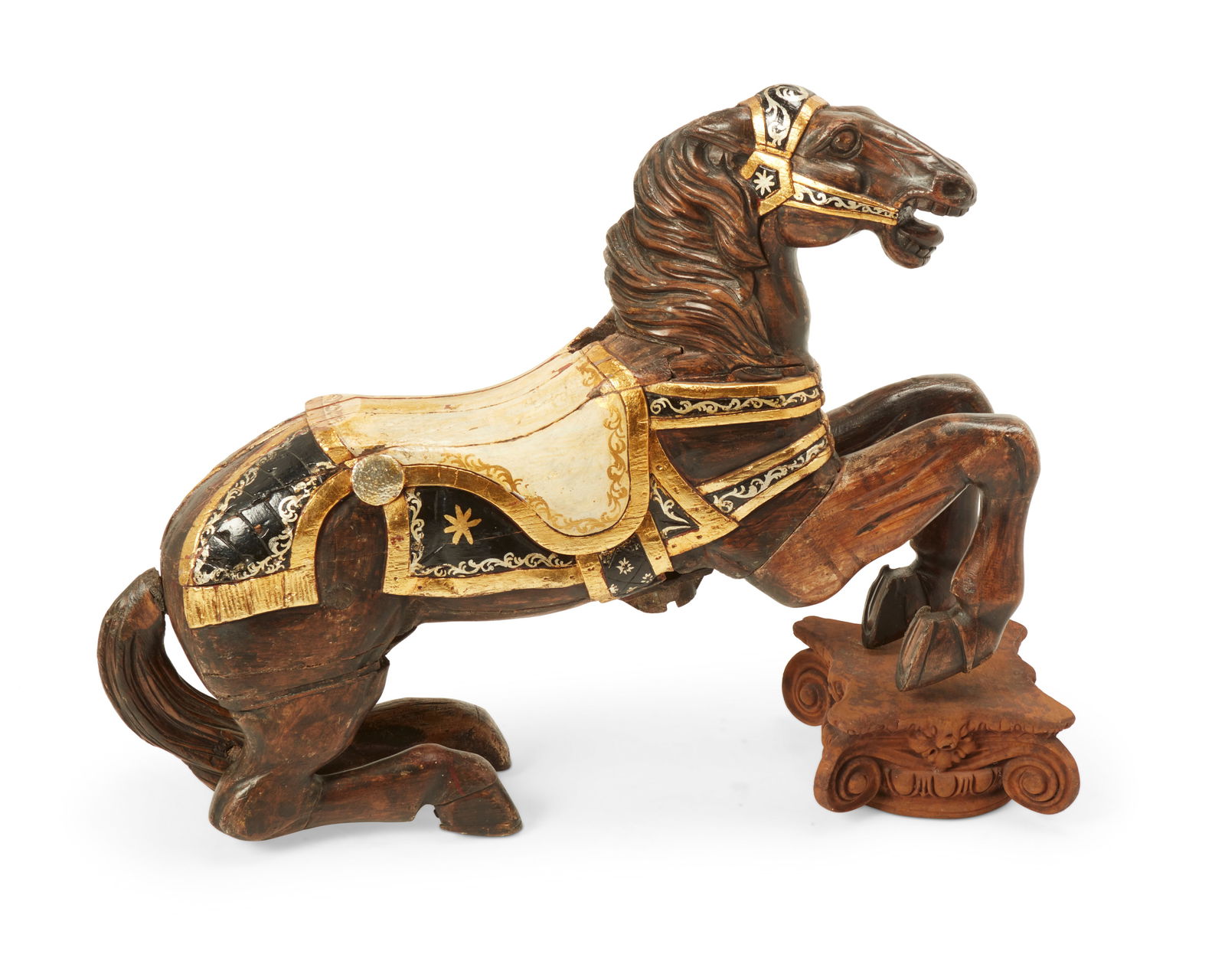 An American painted and parcel giltwood carousel horse (1 of 9)