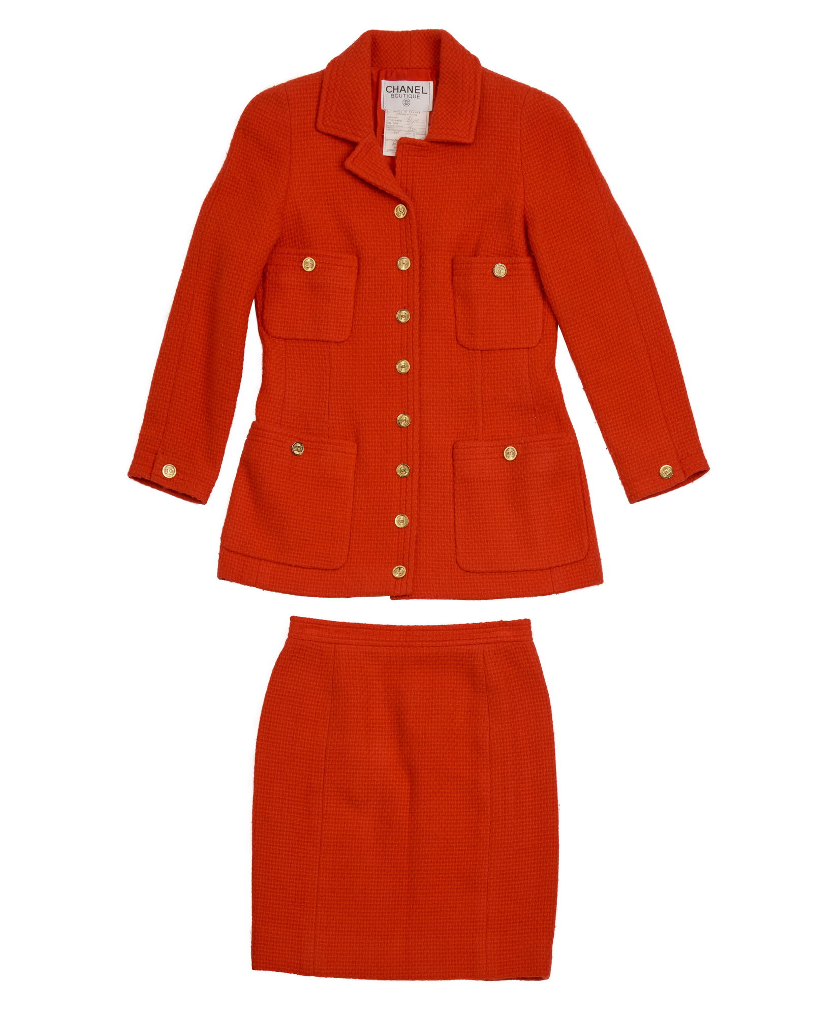 CHANEL: A Vintage Boutique Orange Wool Skirt Suit (1 of 3)