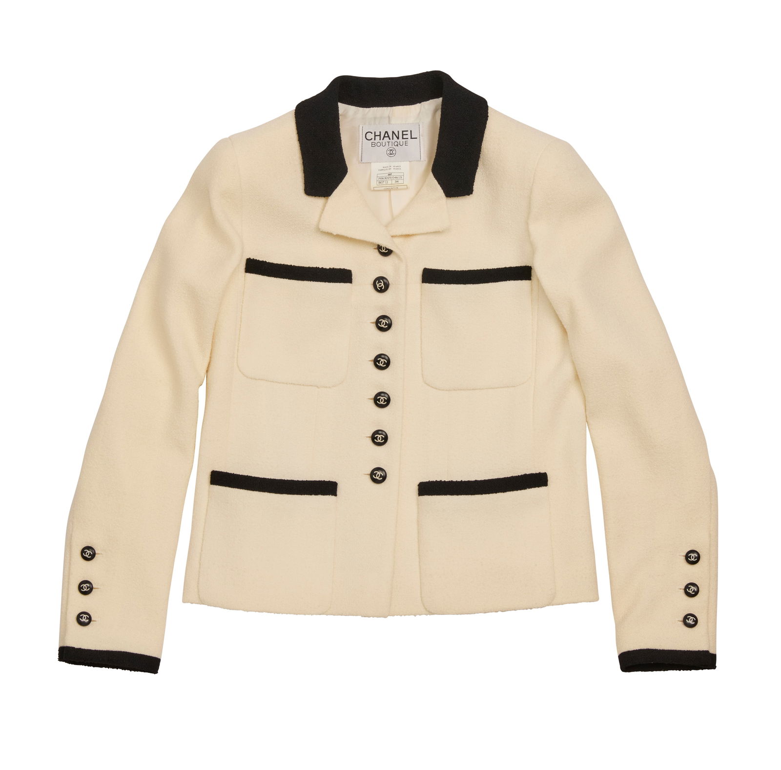 CHANEL: A Vintage White and Black Wool Crop Jacket (1 of 2)