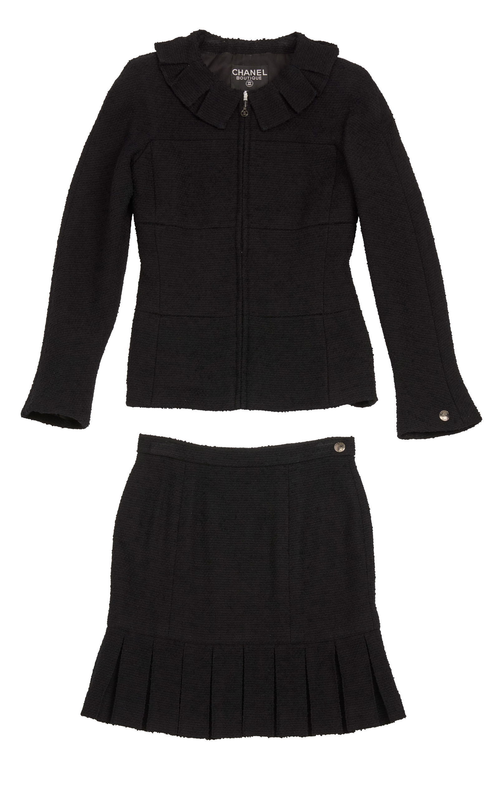 CHANEL: A Vintage Boutique Black Boucle Wool Skirt Suit (1 of 3)