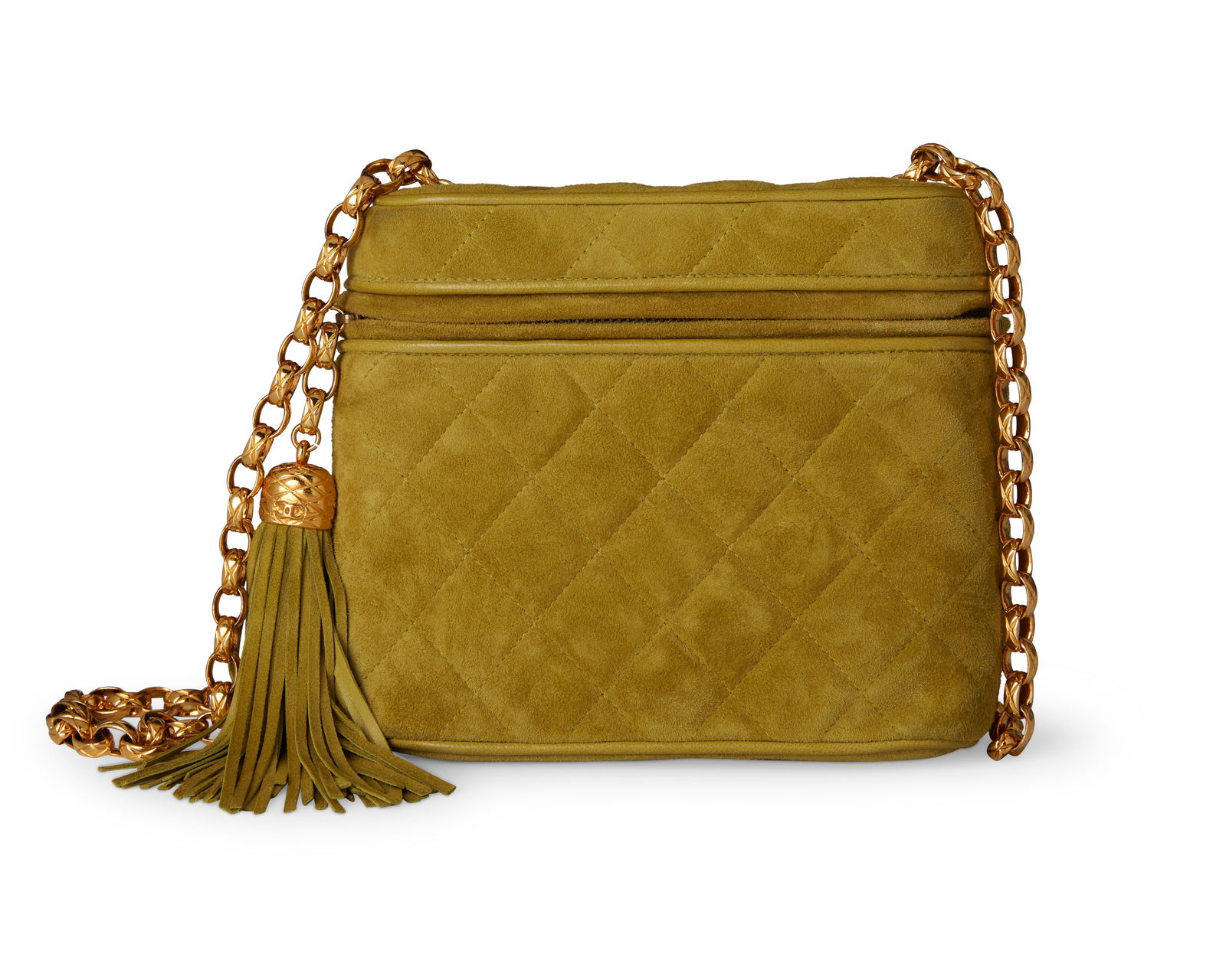 CHANEL: A Vintage Lime Green Quilted Suede Box Bag (1 of 9)