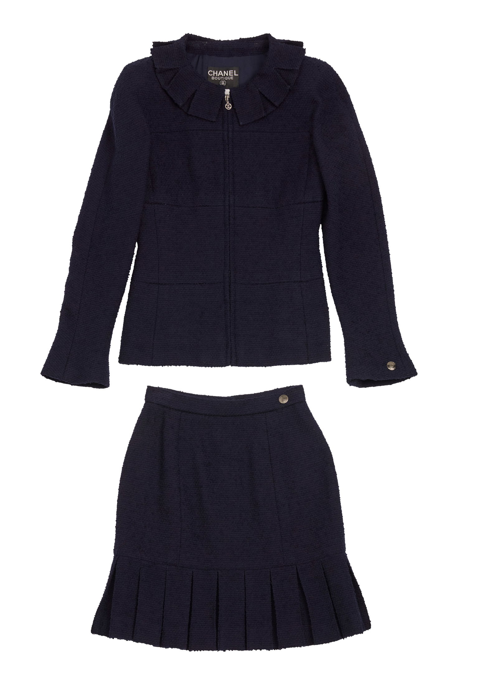 CHANEL: A Vintage Boutique Blue Boucle Wool Skirt Suit (1 of 3)