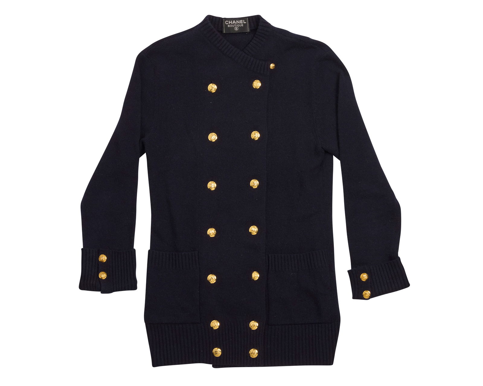 CHANEL: A Vintage Boutique Navy Blue Knit Cardigan (1 of 2)