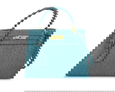 Hermes: A Vintage Blue Ostrich Kelly Sellier 28 Bag