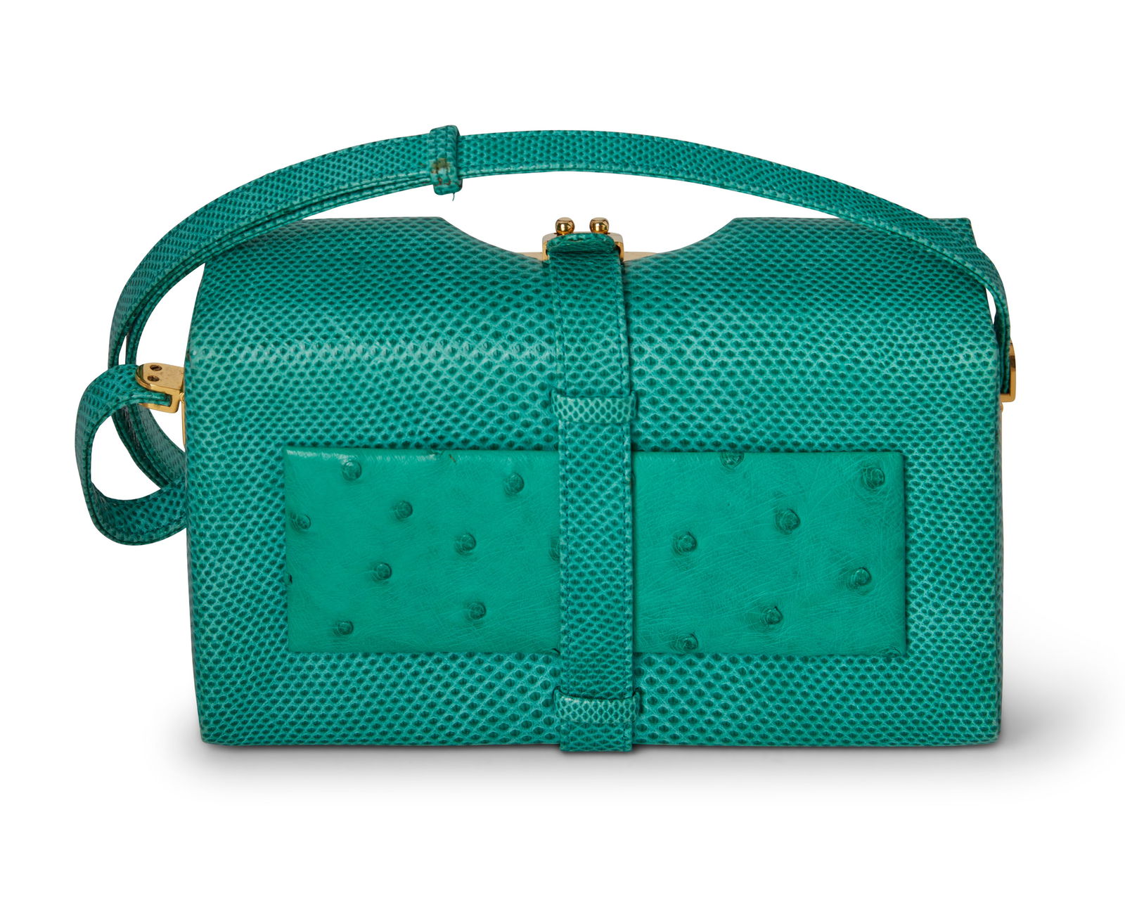 Judith Leiber: A Vintage Emerald Green Karung and Ostrich Handbag (1 of 10)