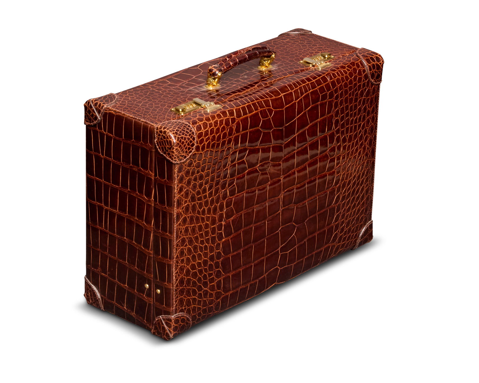 Laurent Effel: A Large St Barth Brown Alligator Travel Vanity Case (1 of 9)