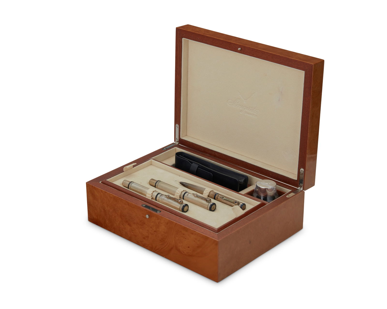 A Breguet sterling silver and sapphire-set fountain pen desk set (1 of 4)