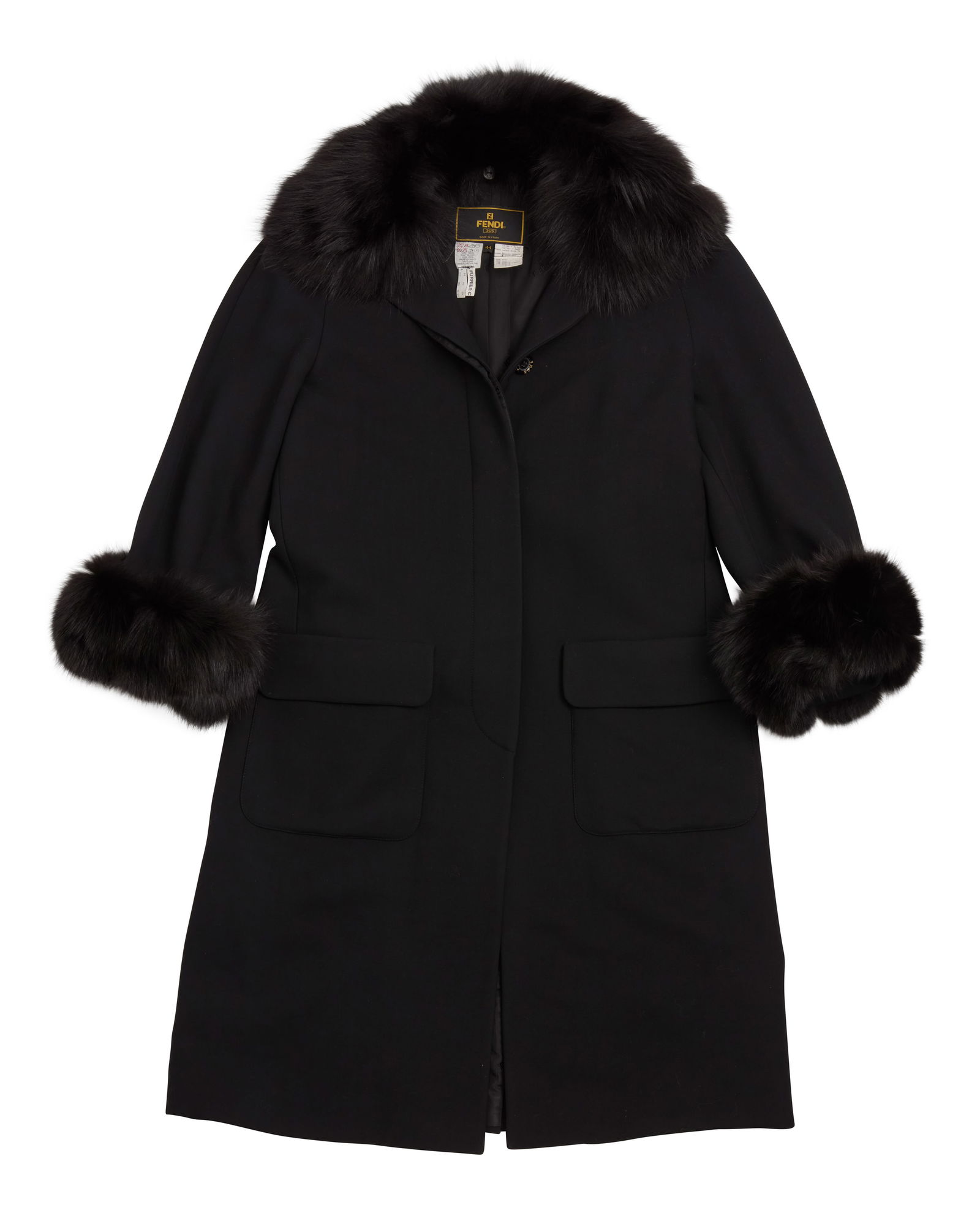 Fendi: A Black Wool and Fox Fur Coat (1 of 2)