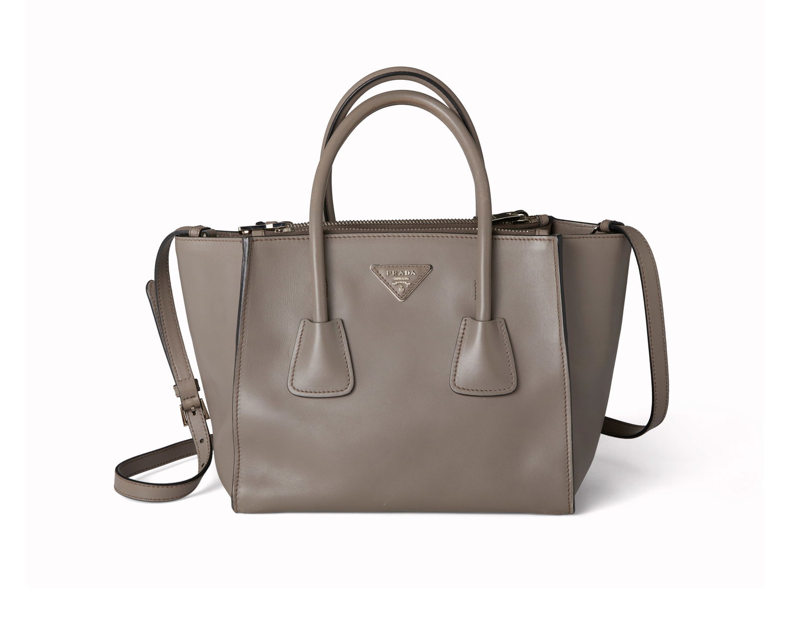 Prada: An Argilla Grey City Calf Twin Pocket Tote Bag (1 of 13)