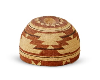 A Hupa/Yurok/Karuk polychrome basketry hat