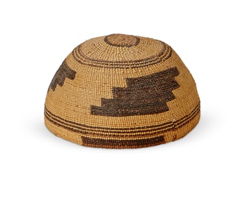 A Hupa/Yurok/Karuk polychrome basketry hat