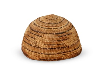 A Hupa/Yurok/Karuk polychrome basketry hat