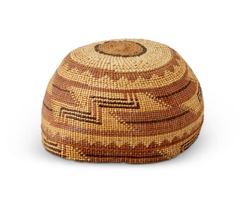 A Hupa/Yurok/Karuk polychrome basketry hat