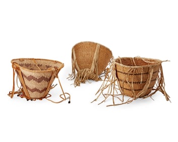 Three Apache burden baskets