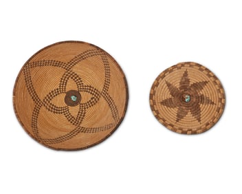 Two Apache basketry trays