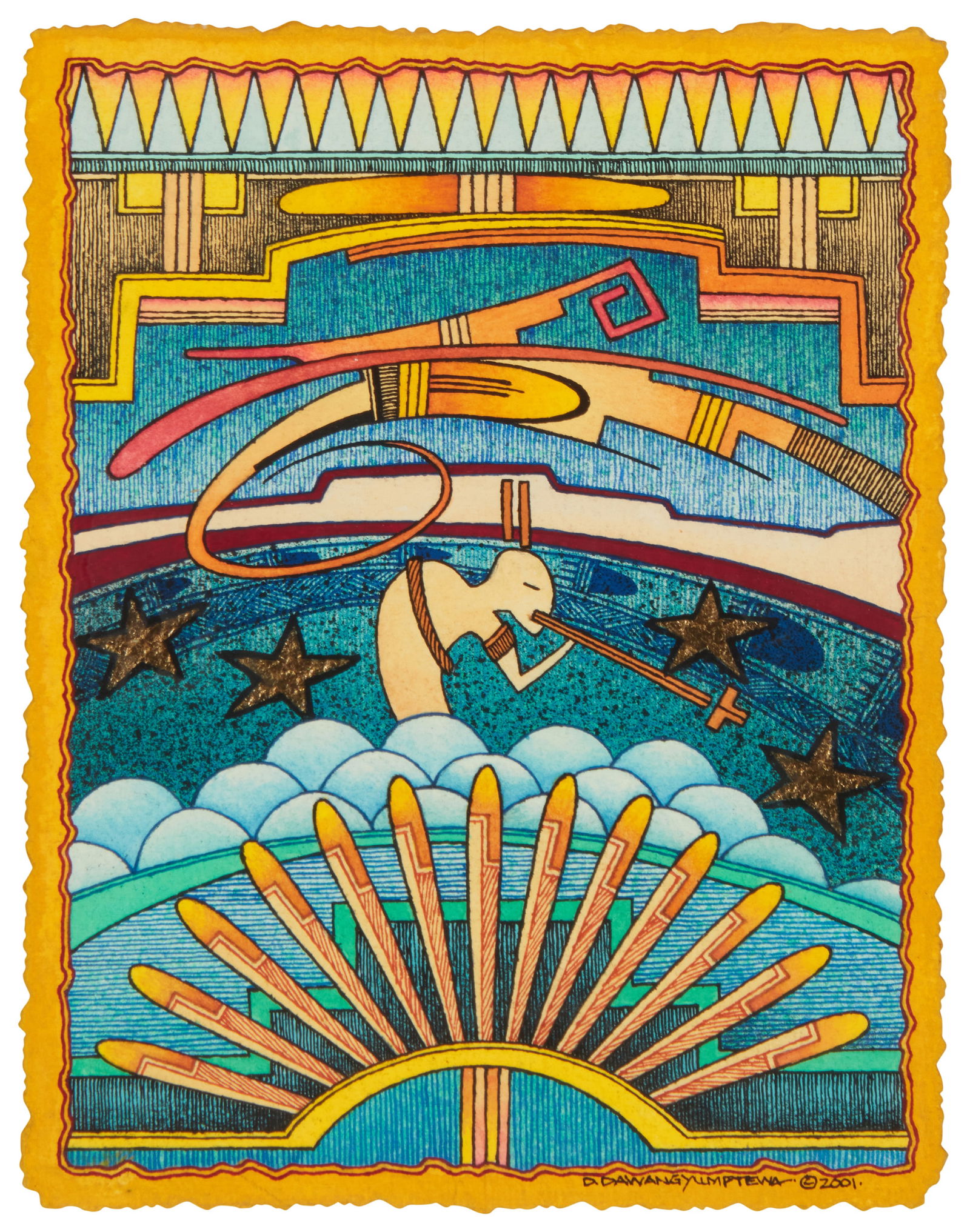 David Dawangyumptewa (b. 1957, Hopi-Tewa), "Cloud Blower," 2001 (1 of 6)