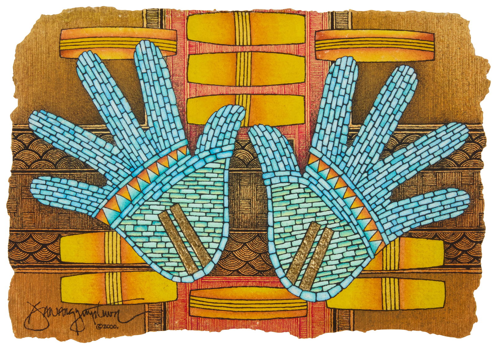 David Dawangyumptewa (b. 1957, Hopi-Tewa), "Thunder Hands," 2000 (1 of 6)