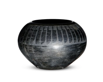 Maria Martinez and Popovi Da (1887-1980 and 1923-1971, San Ildelfonso Pueblo), A blackware pottery