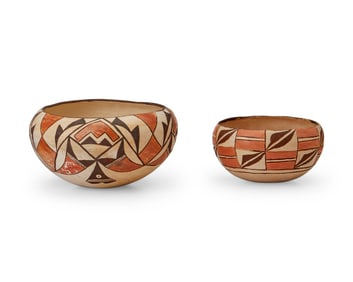 Two Acoma Pueblo polychrome pottery bowls